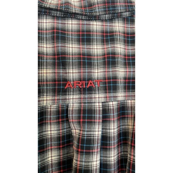 Ariat Western Shirt Plaid Stretch Pro Series Button Vented White Red Blue Men XL - Picture 2 of 11